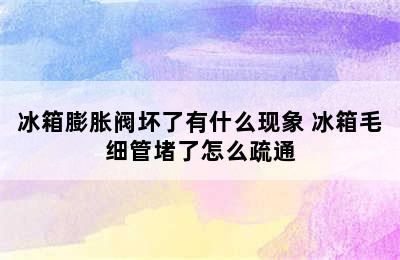 冰箱膨胀阀坏了有什么现象 冰箱毛细管堵了怎么疏通